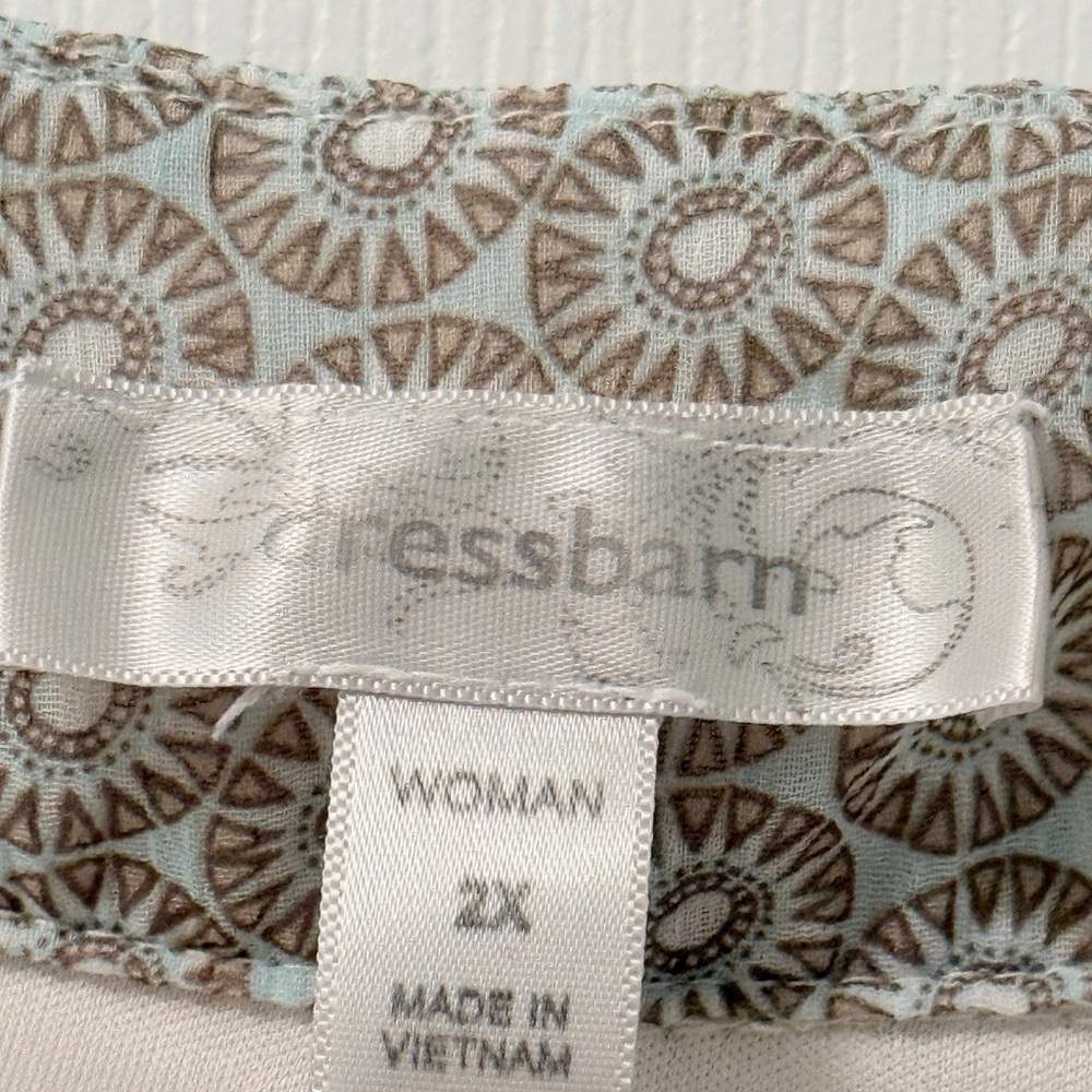 Dressbarn Plus Size 2x Womens Light Green Blouse Top Shirt Circles Lined AE - Picture 3 of 7